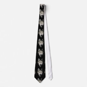 Grått Varg Artwork Neck Tie Slips