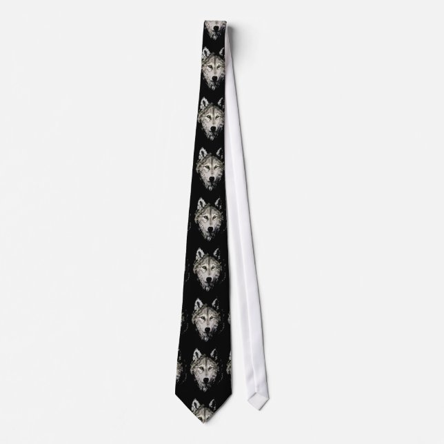 Grått Varg Artwork Neck Tie Slips (Framsida)