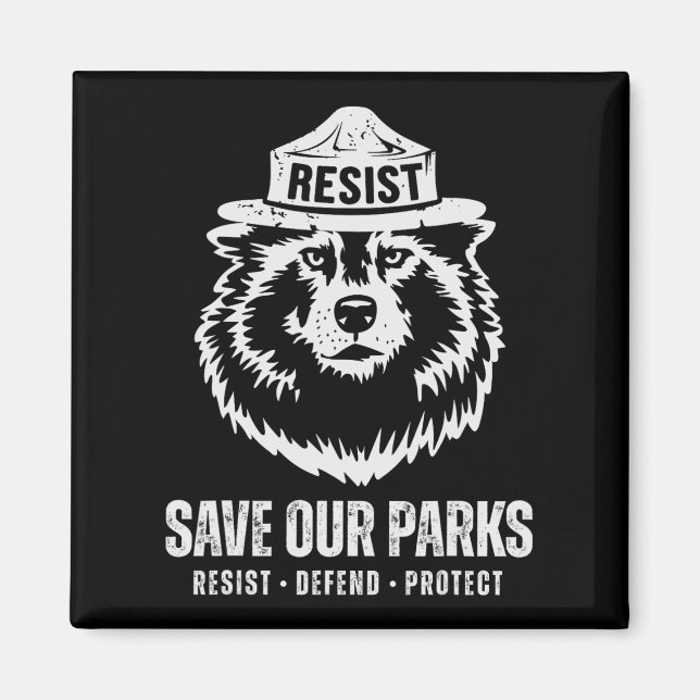 Grått Varg Bear Resistent Protection National Park Magnet (Framsidan)