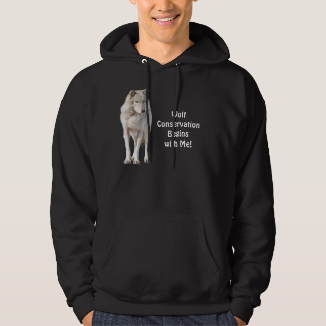 Grått Varg Conservation Wildlife Art Hoodie (Framsida)