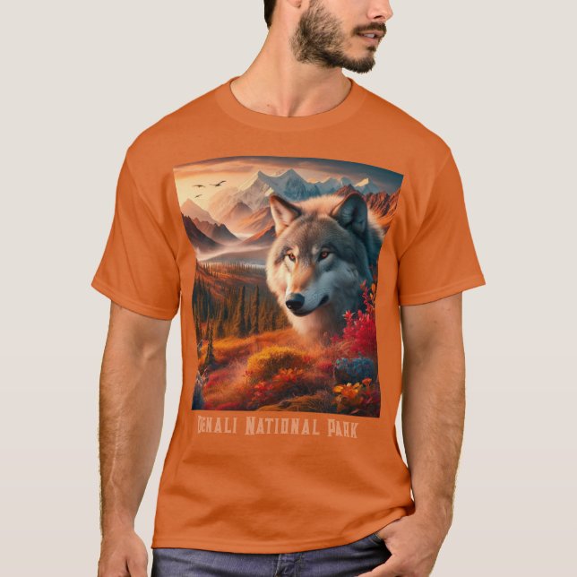 Grått Varg Denali nationalpark T Shirt (Framsida)