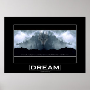 Grått Varg DREAM Motivational Art Poster