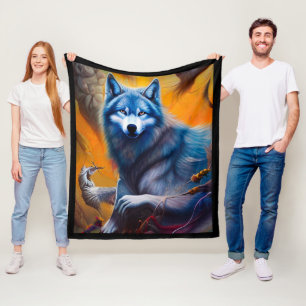 Grått Varg Fleece Blanket