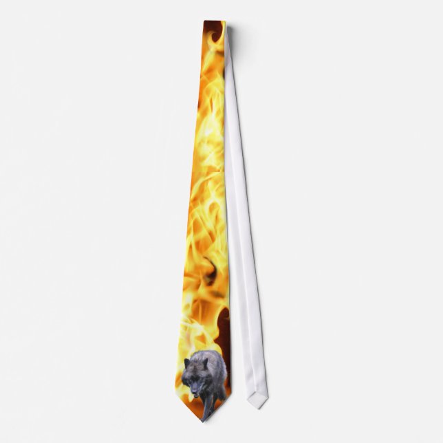 Grått Varg & Forest Fire Wildlife Tie Slips (Framsida)