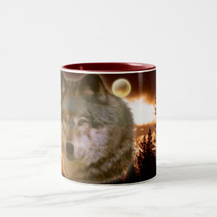 Grått Varg & Forest Måne Mugg