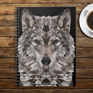 Grått Varg Geometric Porträtt Anteckningsbok
