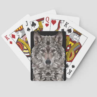 Grått Varg Geometric Porträtt Casinokort