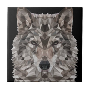 Grått Varg Geometric Porträtt Kakelplatta