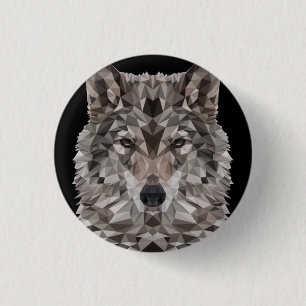 Grått Varg Geometric Porträtt Knapp