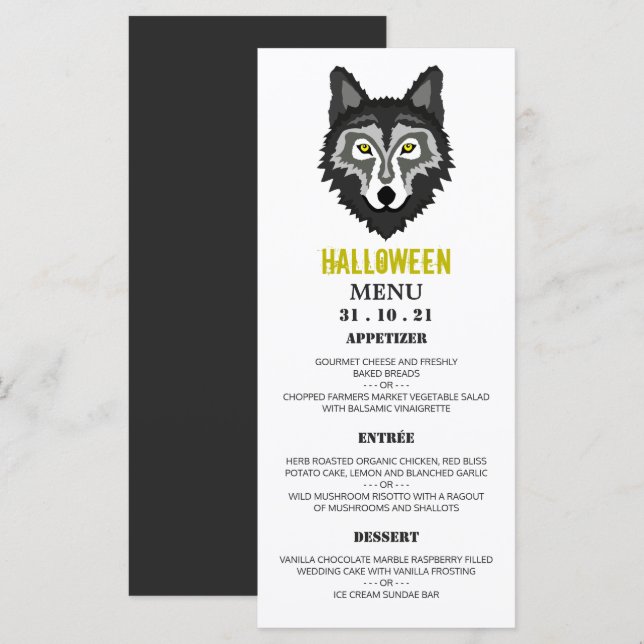 Grått Varg, Halloween fest Meny (Fram/baksida)