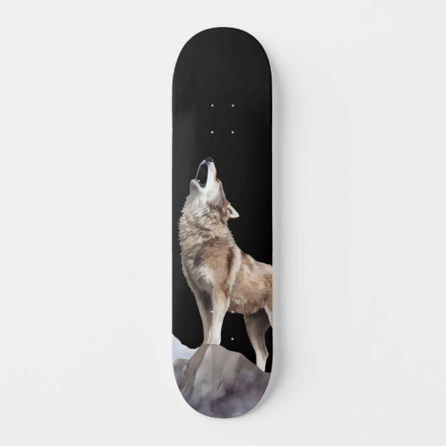 Grått Varg Howling Wide Street Skateboard (Framsida)