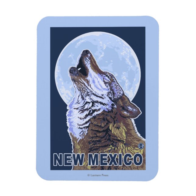 Grått Varg HowlingNew Mexico Magnet (Vertikal)