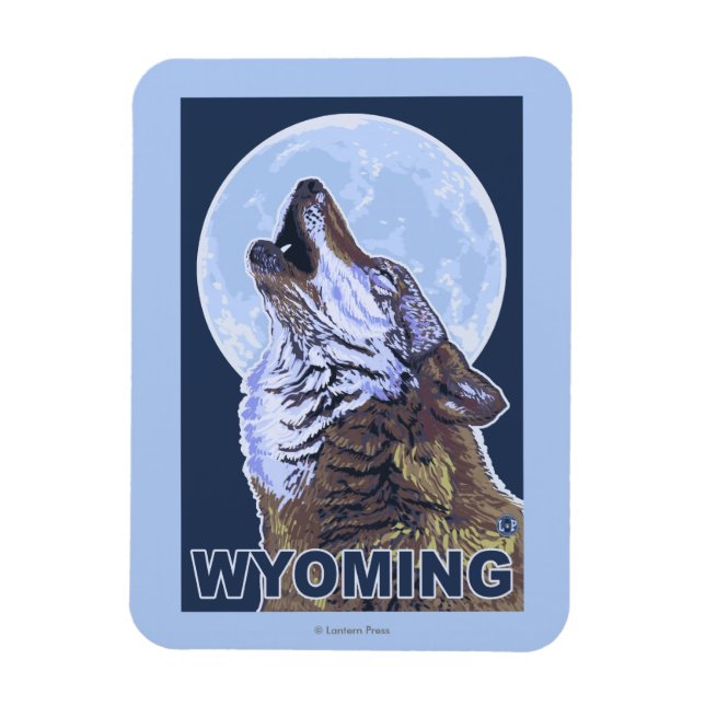 Grått Varg HowlingWyoming Magnet (Vertikal)