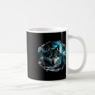 Grått Varg Hunting Ground Isig Måne Forest Galaxy Kaffemugg