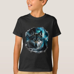 Grått Varg Hunting Ground Isig Måne Forest Galaxy T Shirt