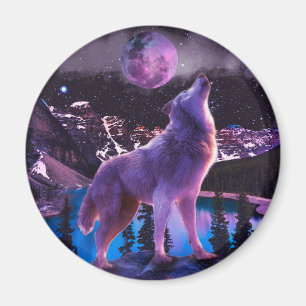Grått-varg i skog magnet