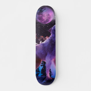 Grått-varg i skog mini skateboard bräda 18,5 cm