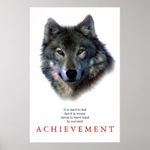 Grått Varg Motivational Unique Poster Skriv ut