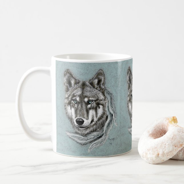 Grått Varg Mugg (Med munk)