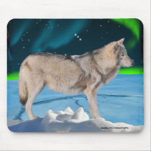 Grått Varg & Northern Ljus Fantasy Mousepad Musmatta
