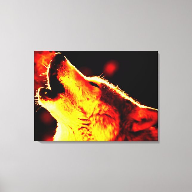 Grått Varg och nattarbetsyta Canvastryck (Framsida)