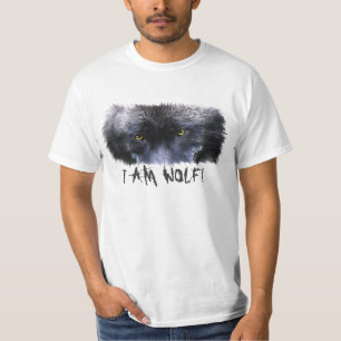 Grått Varg Ögon "I Is Varg" Wildlife Art T-shirt