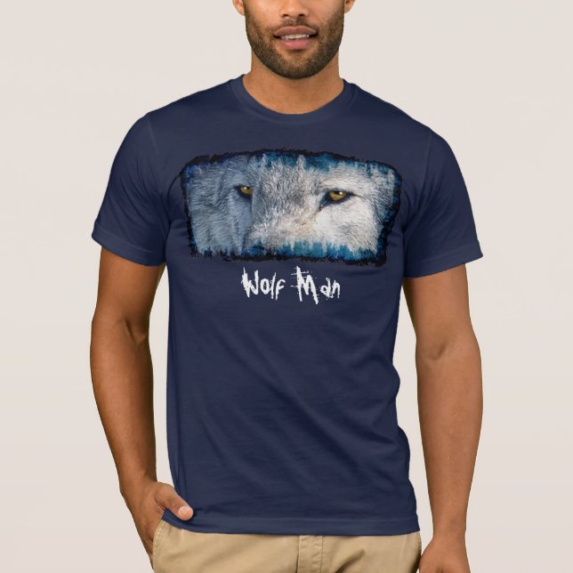 Grått Varg Ögon Varg Man T-Shirt (Framsida)