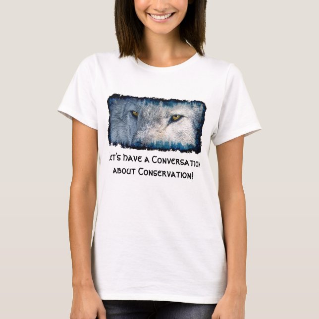 Grått Varg Ögon Wildlife Conservation Shirt Tee (Framsida)