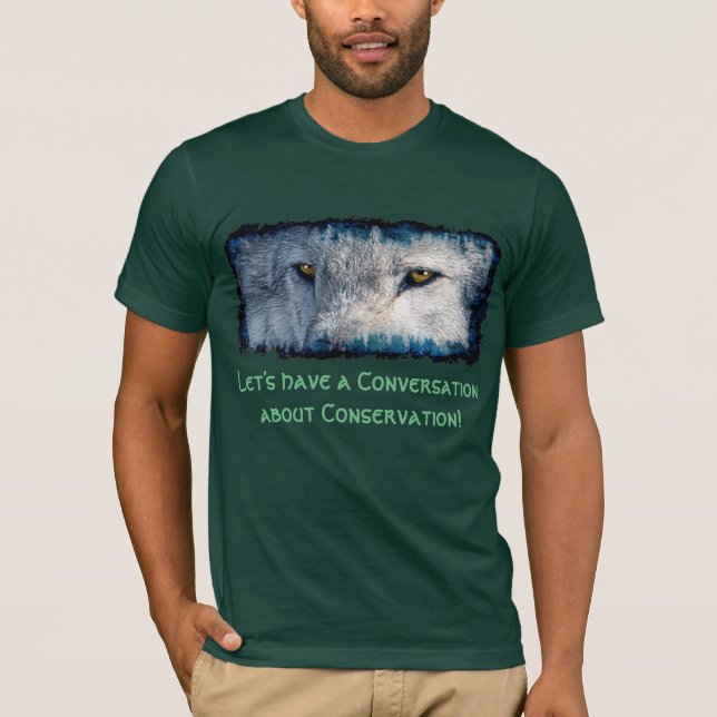 Grått Varg Ögon Wildlife Conservation T-Shirt (Framsida)