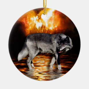 Grått Varg Ornament