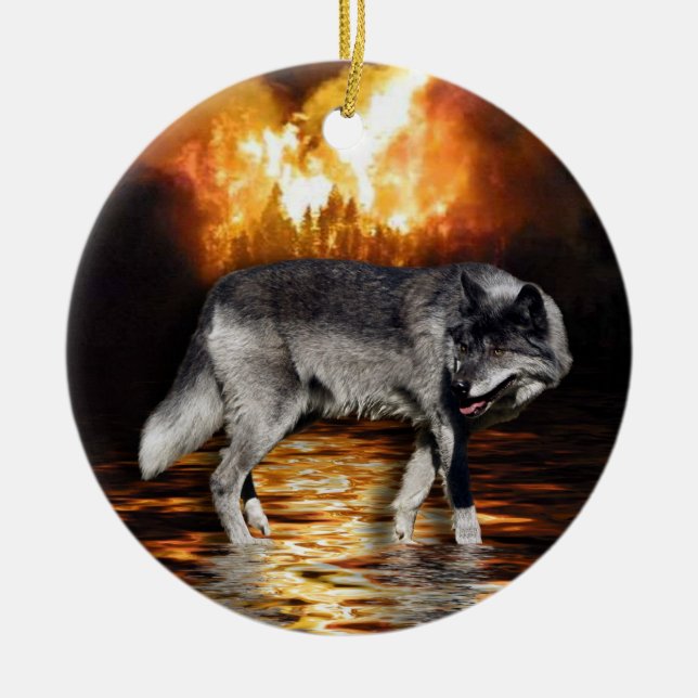 Grått Varg Ornament (Framsidan)
