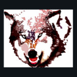 Grått Varg Pop Art Poster - Vilda djur<br><div class="desc">Grått Varg Porträtt & Full Moon - Blue Tones Ansikte of Grått Varg - College Pop Art - Vilda djur - World of Extreme Animals - Vargars Computer Bilder - Digital Tecknad Stil Animal Art</div>