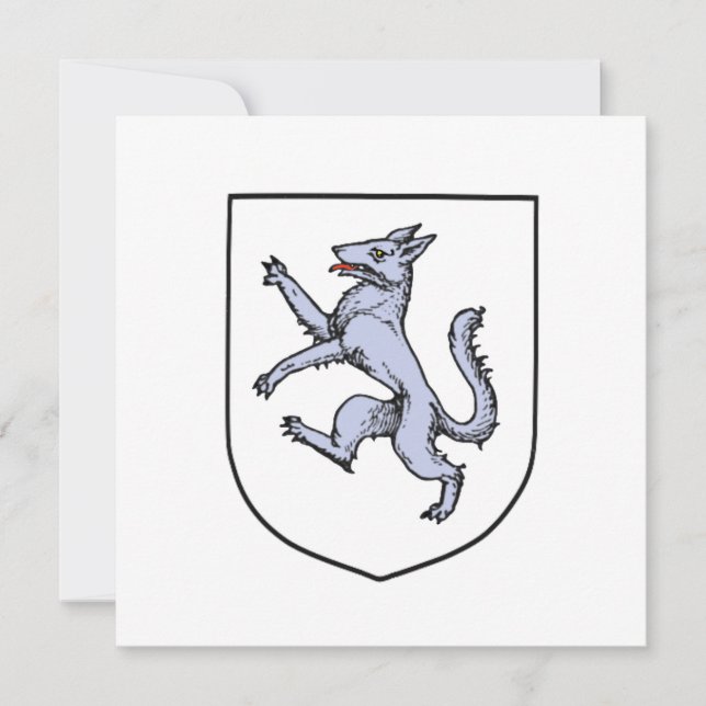 Grått Varg Rampant på White Shield Herald (Framsida)