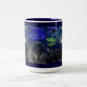 Grått Varg, Ravens & Aurora & Totem Wildlife Mugg