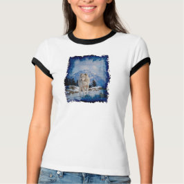 Grått Varg & Rocky mountains Wildlife Art Shirt Tee