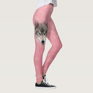 Grått Varg Rosa Leggings