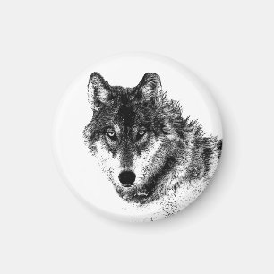 Grått Varg Sketch Artwork Magnet