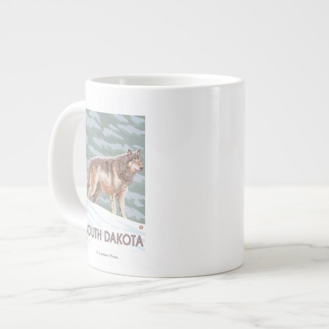Grått-Varg StåendeSouth Dakota Jumbo Mugg (Framsida vänster)