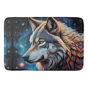 Grått Varg Starry Night Porträtt Badrumsmatta