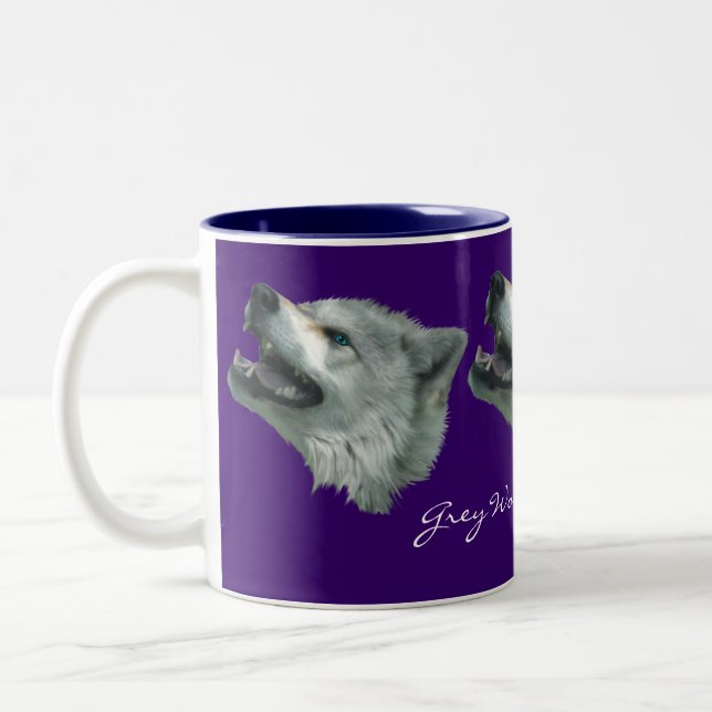 GRÅTT VARG SUPPORTER Wildlife Gift Mugg (Vänster)