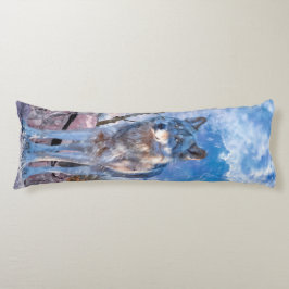 Grått Varg "SVARAR PÅ SAMMANTRÄDET" Kroppskudde