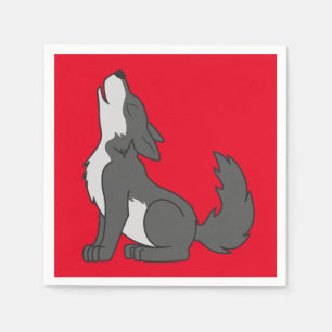 Grått Varg Valp Howling Pappersservett