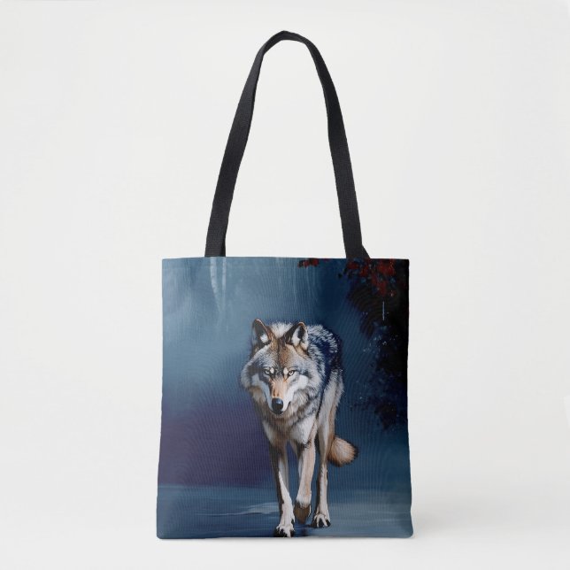 Grått Varg Wildlife Art Tygkasse (Framsida)