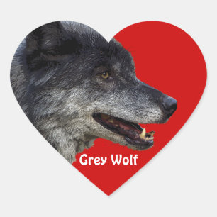 GRÅTT VARG Wildlife Heart Sticker Collection Hjärtformat Klistermärke