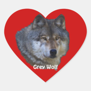 GRÅTT VARG Wildlife Heart Sticker Collection Hjärtformat Klistermärke