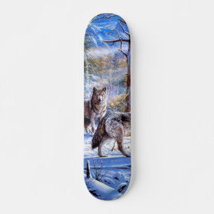 Grått Vargars-målning Mini Skateboard Bräda 18,5 Cm