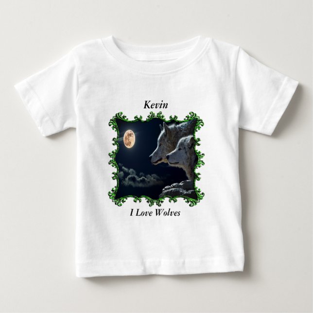 Grått-varger som tittar in i fullt måne tee shirt (Framsida)