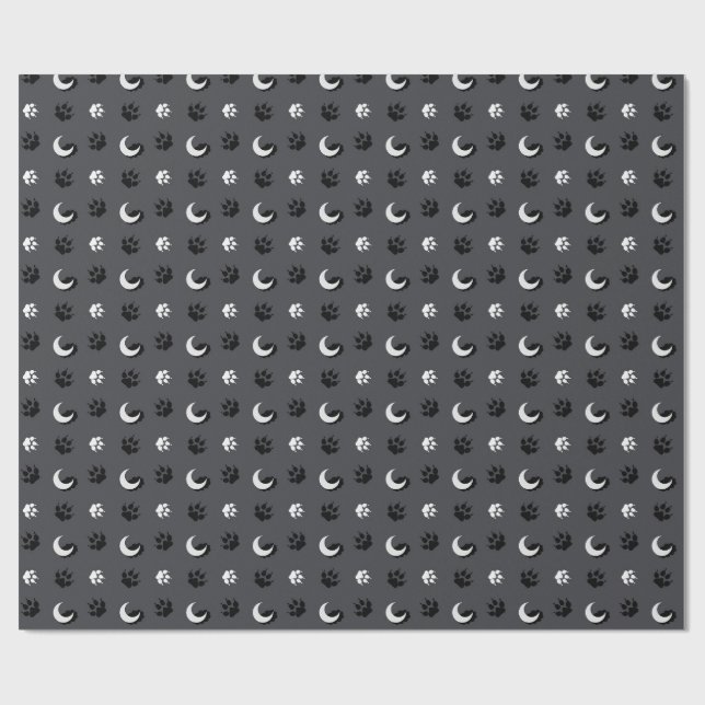 Grått varulvsmånepresentpapper presentpapper (Platt)