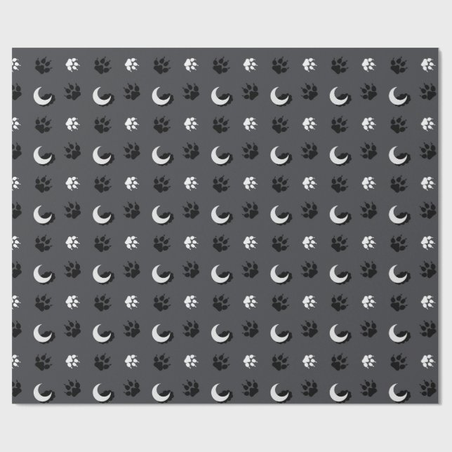 Grått varulvsmånepresentpapper presentpapper (Platt)