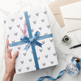Grått Vattenfärgade Valentineser Hjärta mot vitt Presentpapper